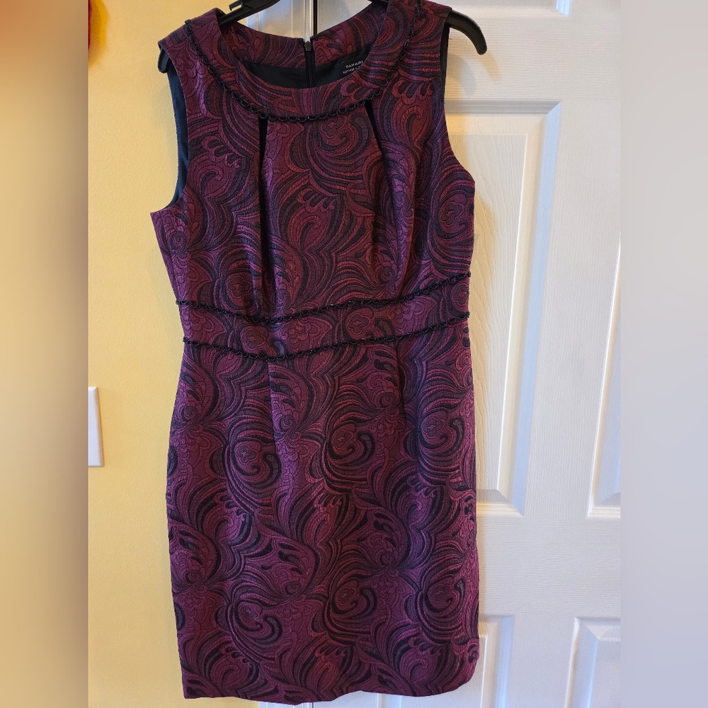 Tahari Arthur S. Levine Merlot Swirl Cocktail Dress